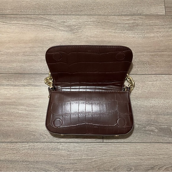 Zara brown shoulder bag with gold chain strap - Picture 4 of 5